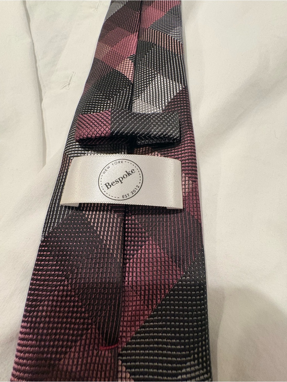 Bespoke Men's Burgundy & Black Geometric Tie